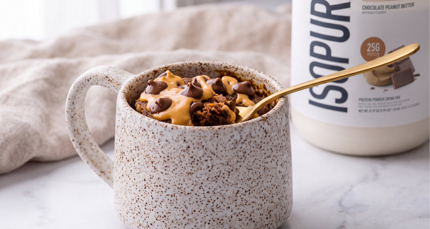 Chocolate Peanut Butter Protein Mug Cake