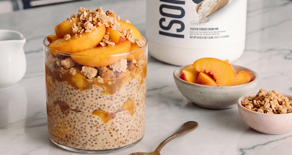 🍑 Peach Cobbler Protein Chia Pudding