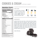 Nutrition facts, ingredients and preparation directions for zero-carb protein powder, including 110 calories per serving