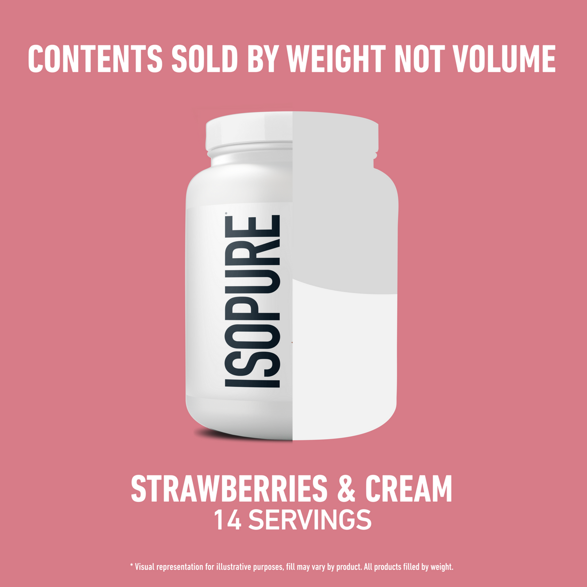 Illustrated package fill-level graphic for nutrition product