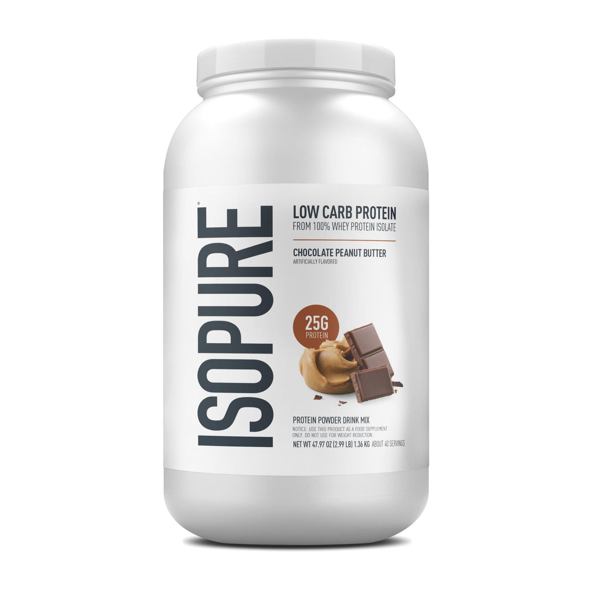 Isopure Zero Carb Whey Isolate Protein Powder Chocolate Peanut Butter - Chocolate Peanut Butter flavor protein powder by Isopure
